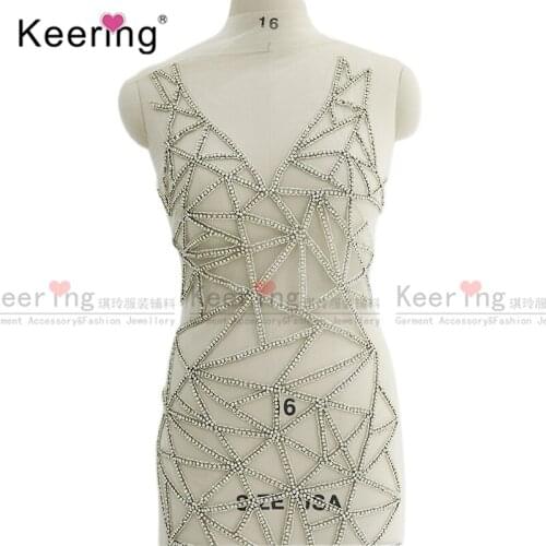 Silver large panel boidice applique for wedding dress WDP-192