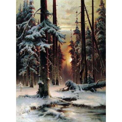 Modern Embroidery A Winter Sunset Cross Stitch Pattern Maker Free Download with 100% Cotton Floss & Free Shipping for Home Decor