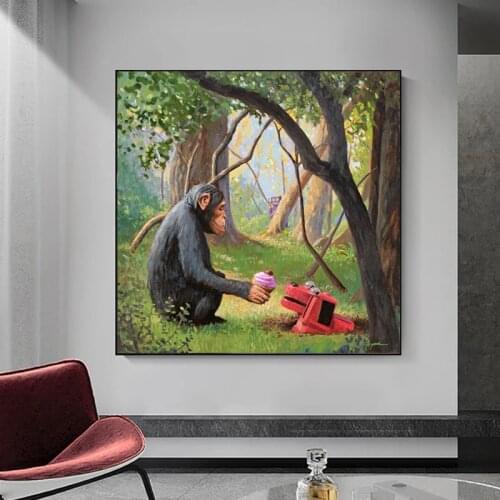 Monkey Animal Modern Posters and Prints on Canvas Painting Cuadros Wall Art Photo Picture for Living Room Home Decoration