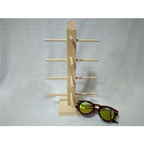 Counter Standing Wooden Wood Sunglasses Display Holder Eyeglasses Store Window Show Rack 4 Layers