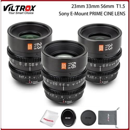 Viltrox 23/33/56mm T1.5 Cine Lens E-mount Large Aperture Manual Focus Compact Lens APS-C Lens for Sony E Mount Camera Lens