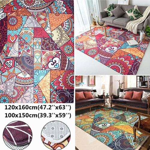 Vintage Non-Slip Area Rugs for Home Bohemia Style Colorful Floor Mats Living Room Carpet Rectangle Tapestry Washable Home Decor