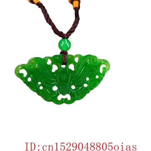 Green Jade Butterfly Pendant Charm Amulet Natural Jadeite Fashion Jewellery Gifts Necklace Carved Lucky Chinese