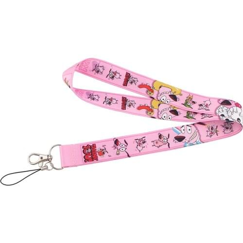 ZF2427 1pcs Cartoon Pink Funny Dog Lanyard Badge ID Lanyards Mobile Phone Rope Key Lanyard Neck Straps Accessories