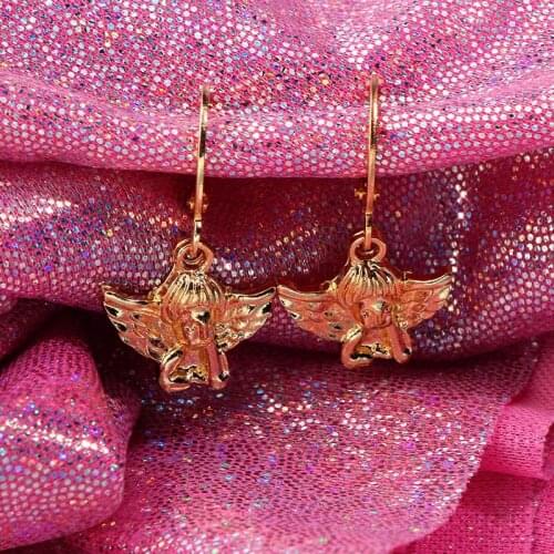 Vintage Cupid Angel Drop Earrings For Women Gold Silver Color Metal Statement Earrings Personality Jewelry Party Friendship Gift