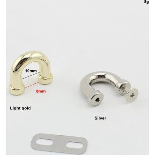 10pcs 50pcs 8mm 4 COLORS Hardware Accessories bridge connector metals hanger u ring for DIY bags project connector arch bridge