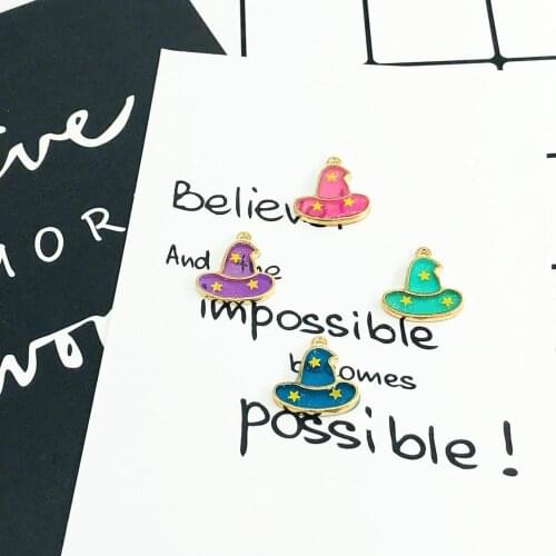 10pcs/lot Halloween Series Hat Pearlescent 19*20mm Enamel Accessories Headdress Earrings Pendant For DIY Jewelry Making XL614