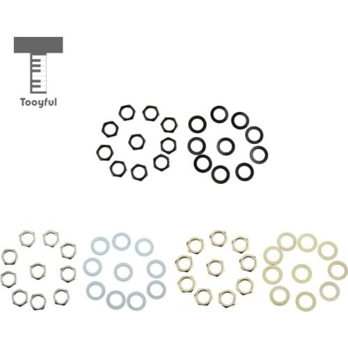 10 Set Guitar Jack Plug Socket Connector Nuts Washers Gaskets for Electric Guitar Bass Repalcement Parts