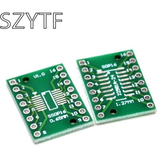 10pcs SOP16 SSOP16 TSSOP16 to DIP Pinboard SMD To DIP-16 Adapter 0.65mm/1.27mm to 2.54mm DIP Pin Pitch PCB Board Converter Socke