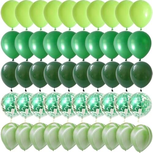 40pcs/Set Dark Green Agate Mix Confetti Latex Balloon Merry Christmas Decor Jungle Theme Party Ball Baby Birthday Supplies