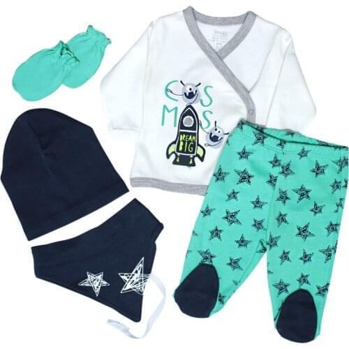 Baby Girl Boy Babies Newborn Clothing 5-pcs Hospital Outlet Custom Fabric Antibacterial Babies Healthy Safe Outfit Sets Dresses