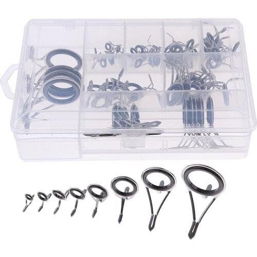 75pcs Trolling Rod Guides Tip with Eyelets Fishing Rod Guides Replacement for Spinning Rod Baitcasting Rod
