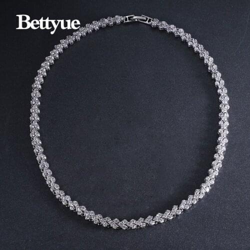 Bettyue Fashion Hot Sale Roman Luxury 2.75mm Cubic Zircon Inlay Charm Wedding Choker Necklace for Women Bride Wedding Necklace