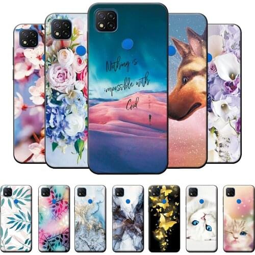 For Redmi 9C Case Redmi 9C Bumper 6.53 inch Soft TPU Silicone Cover For Redmi 9C Cases Butterfly Leaf Protective Case Coque