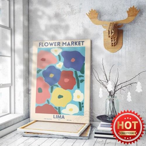 Flower Market print collection Canvas Painting Poster, Vintage Abstract Flowers Art Prints, LIMA Prints, kids Room Decor mural