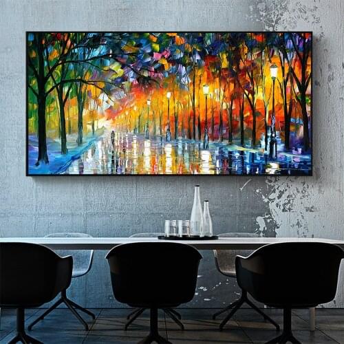 DDWW Colorful Pattern Wall Art Night Park Wall Pictures Painting Landscape Canvas Print Posters for Living Room No Frame