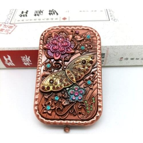 Butterfly Design Double Side Portable Travel Mirror With Dust Bag Birthday Gifts Wedding Gifts