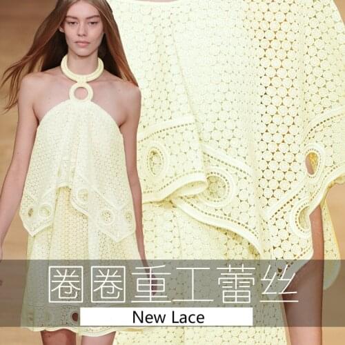Geometric hollow perspective natural cotton water soluble lace high quality embroidery clothing fabrics