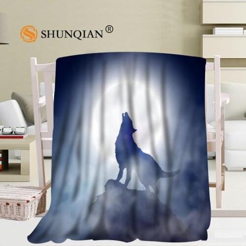 #JQK333J Custom Wolf Pattern Travel Blanket Home TV Casual Relax for Family Soft Fluffy Warm Blanket