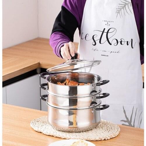 Stainless Steel Soup Pot Steamer Thickening Household Soup Pot Gas Cooker Universal Kitchen Pots