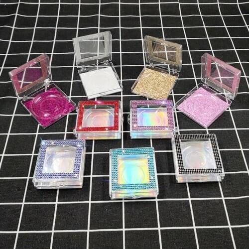 1pc square diamond transparent Plastic eyelash box custom your own logo eyelashes package High quality mink lashes wholesale box