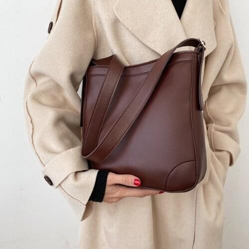 Winter Hot Bucket Bag For Women PU Leather Shoulder Bag Large Capacity Crossbody Bag Simple Lady Handbag Shopping Wallet bolso