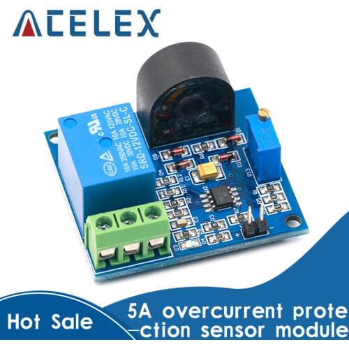 AC Current Detection Sensor Module 5V 12V 24V Relay Protection Module 5A Over-Current Overcurrent Protection Switch Output