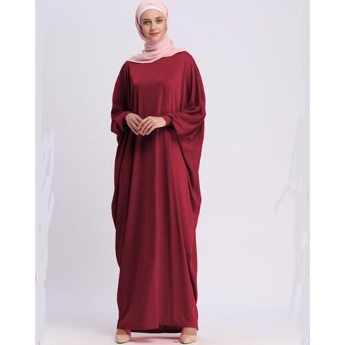 Muslim adult bat sleeve maxi abaya Arab Fashion soft Silky fabric muslim abaya female Musical Robe prayer Ramadan wq970 dropship