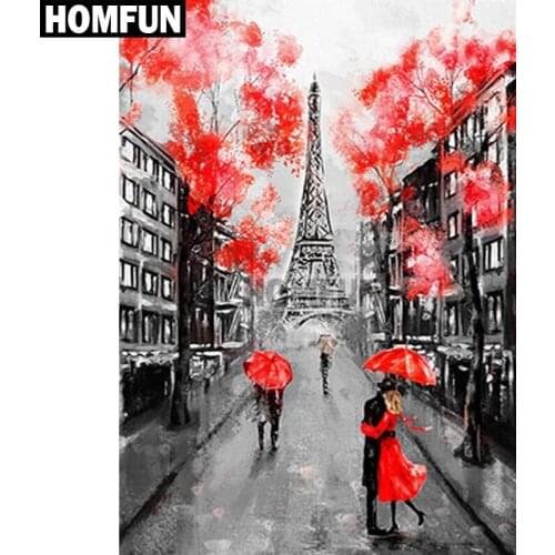 HOMFUN Full Square/Round Drill 5D DIY Diamond Painting "Tower Couple" Embroidery Cross Stitch 5D Home Decor Gift A01862