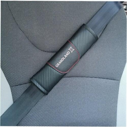 For Opel Grandland X 2pcs Fashion Carbon Fiber Leather Car Seat Belt Cover Car Seat Belt Shoulder Pad Car Accessories