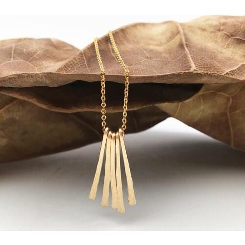 925 Silver Gold Filled Bar Necklace Hammered Necklace Handmade Gold Choker Pendant Collier Femme Boho Necklace Women Jewelry