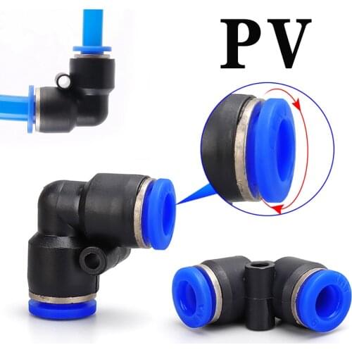 PV Pneumatic Quick Coupling 4 6 8 10 12 mm Hose Quick Coupling L-shaped Elbow Right Angle Pipe Coupling Air Compressor Fitting