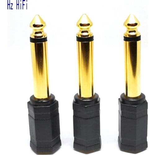Gilded 6.35MM MonoTo 3.5MM Jack Headphone Adaptor Connector Converter 6.3mm Audio Head Microphone Earphone Adapter