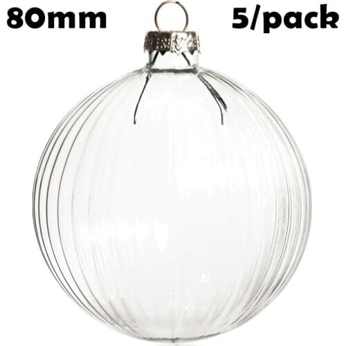 Promotion - 5/Pack, DIY Paintable Christmas Xmas Decoration Ornament 80mm Glass Stripe Ball