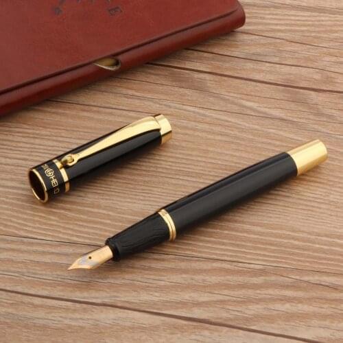 High Quality Metal HERO 08 Fountain Pen Black Golden Iridium Nib Stationery Office School Supplies Ink Pens New