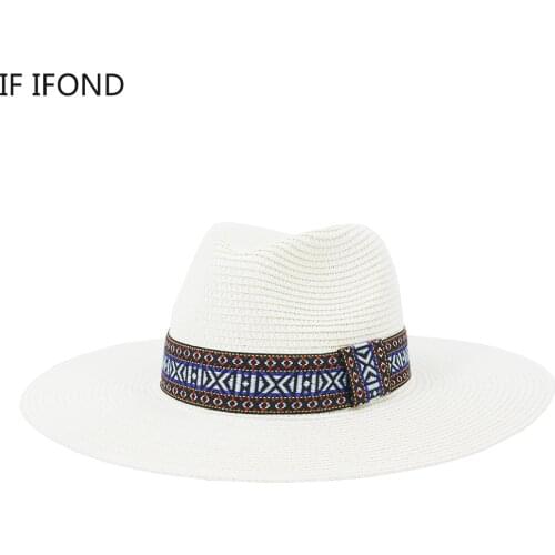2021 Spring Summer 10CM Wide Brim Panama Beach Hats For Women Large Beach Sun Straw Hat Outdoor Casual UV Protection Cap