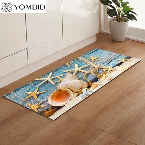 Modern Kitchen Mat Beach Sea Shell Printed Bedroom Entrance Doormat Home Floor Mats Living Room Carpet Bathroom Anti-Skid Rug