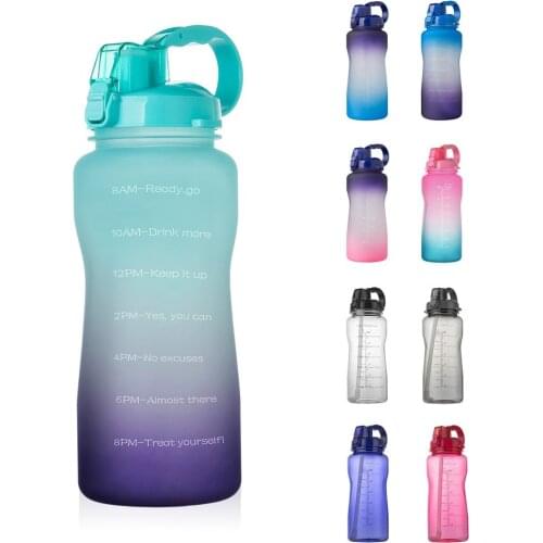Gallon Sport Water Bottle 3.8/2L Large Capacity Tritan BPA Free Outdoor Motivational with Time Marker Portable Fitness Jugs