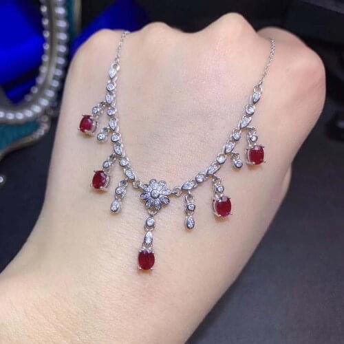 Natural And Real Ruby Pendant Naturaland Real Ruby necklace For Women S925 sterling silver Pendant