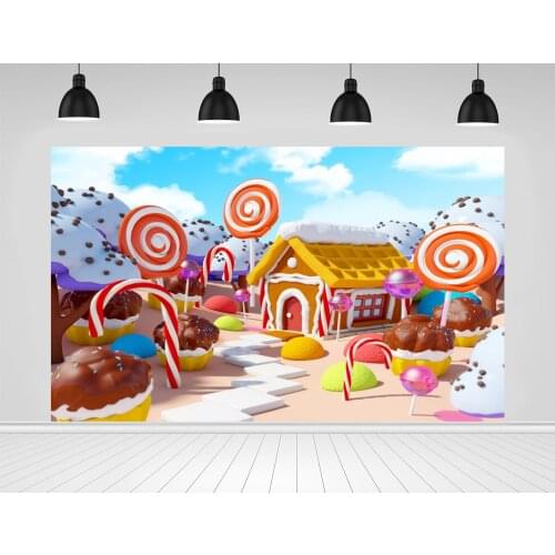 Scopiso Ice Cream Clouds Chocolate Garden Candyland Candy Sweets Bar Backdrop Photography Background Vinyl Photo Studio Props