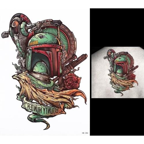 1pcs Temporary Tattoo Paste Paper Geometry Roof Design HB386 Women Men Robot Gun Flower Body Back Art Waterproof Tattoo Stickers