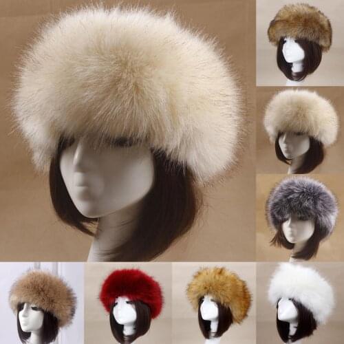 2020 Winter Warm Faux Fur Fox Beanie Hats for Women Solid Thicken Plush Fur Caps Solid Snow Hats Outdoor Fishing Ski Travel Caps