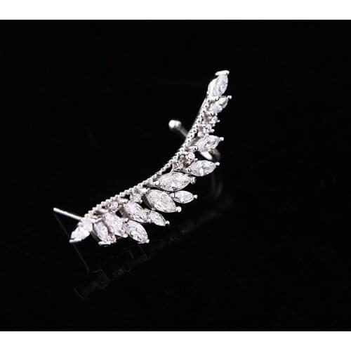 925 Sterling Silver Needle Zircon Angel Wings Stud Earrings For Women Bijoux Fashion Jewelry Ear Cuff Cute Gift