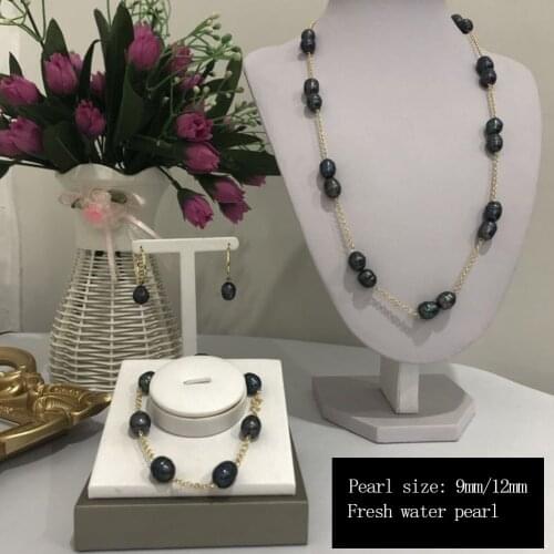 Cring Coco Freshwater Pearl Jewelry Sets Hawaiian Polynesian Natural Pearls Hoop Earrings Necklaces Bracelet Set for Women 2021