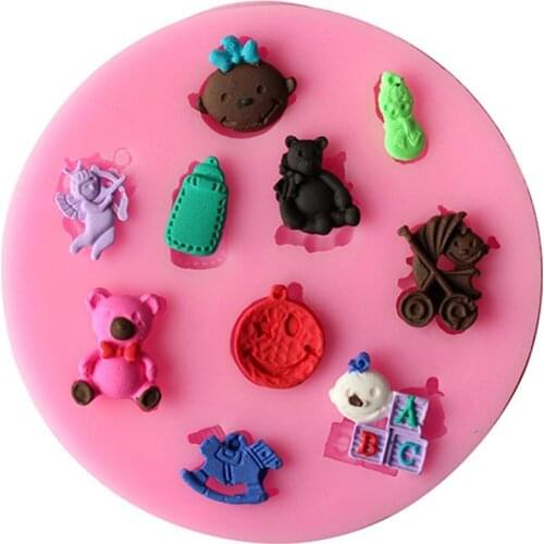 1pcs Baby Shower Silicone Fondant Cake Mold Chocolate Baking Decor Mould D416