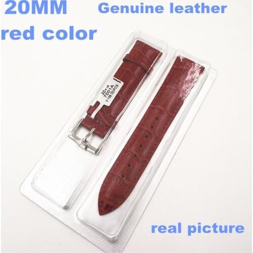 1PCS High quality 20MM genuine cow leather Watch band watch strap Red color -06257