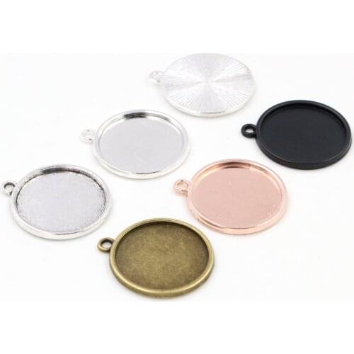 10pcs 20mm Inner Size Classic 5 Colors Plated One Sided Single Hanging Simple Style Cabochon Base Setting Charms Pendant