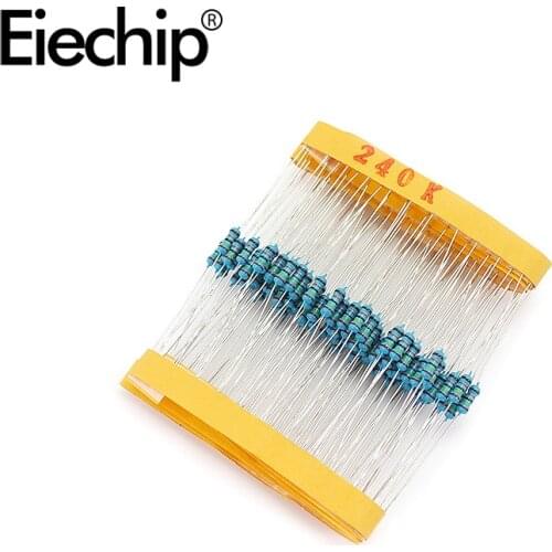 100pcs/lot 1/4W 1% Metal film resistor 0.25W resistance 240K ohm Throught Hole