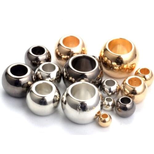 100pcs/lot Outer Dia 4mm,6mm,8mm,10mm,12mm Gold/Rhodium/Gunblack Plastic CCB Big Hole Beads For Jewelry Making
