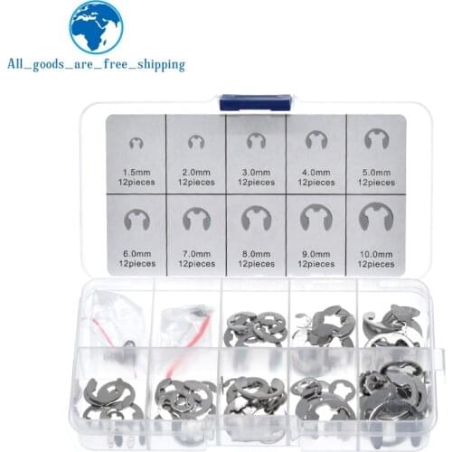 120PCS 304 Stainless Steel Stainless Steel E Clip washer Assortment Kit Circlip retaining ring for shaft fastener M1.5~M1